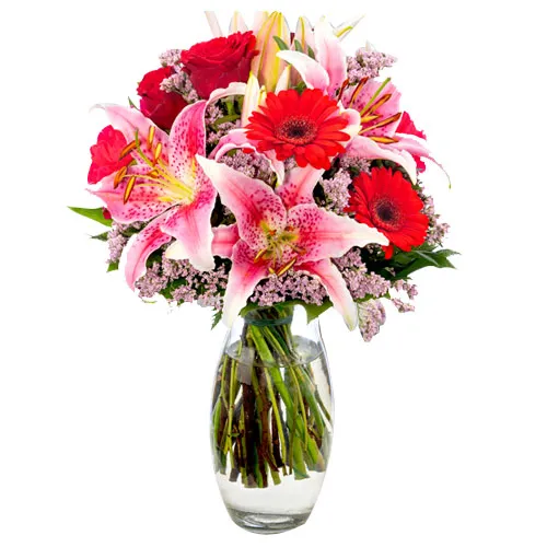 Cheerful Garden of Beautiful Spring Flowers in a Vase
