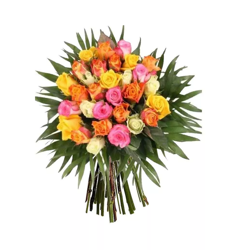 Bouquet Of Multicolor Roses
