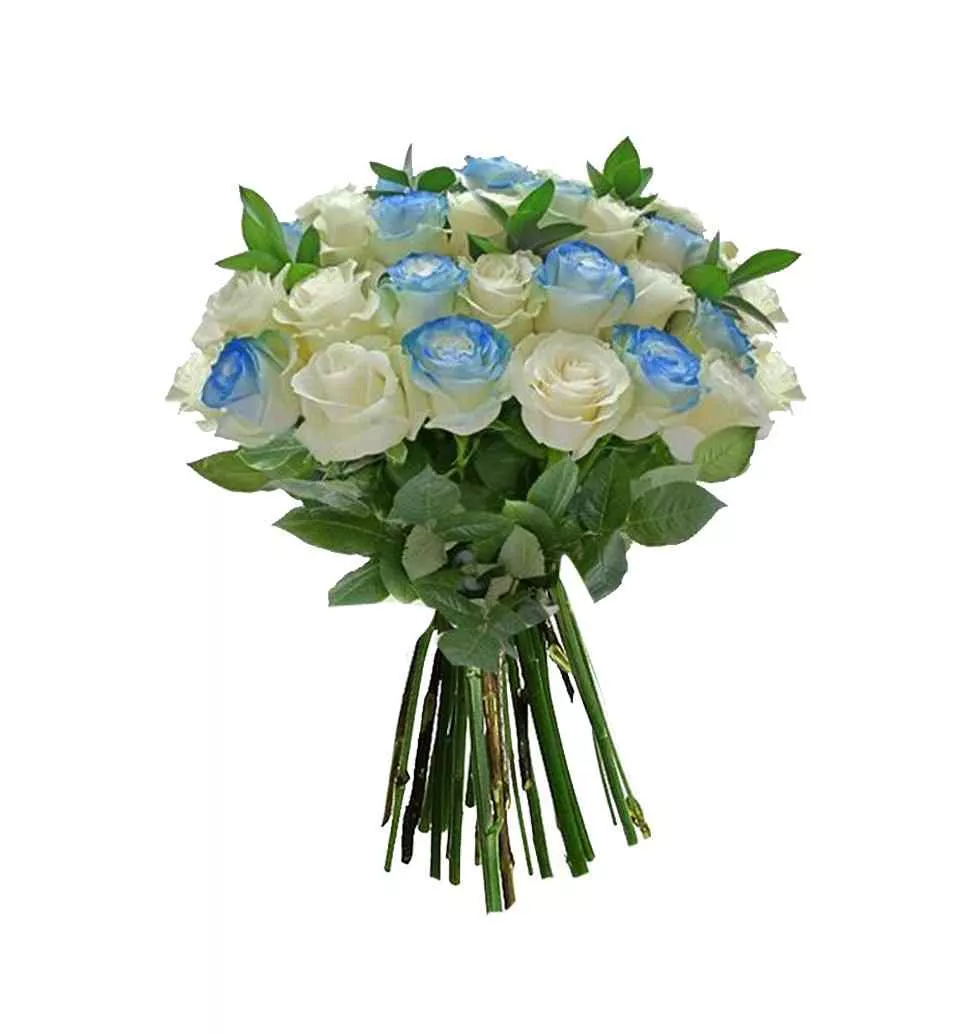 Tranquil White And Blue Bouquet
