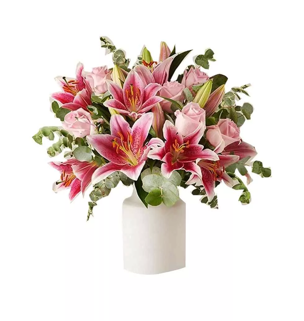 Romantic Rose Lily Blossom Bouquet