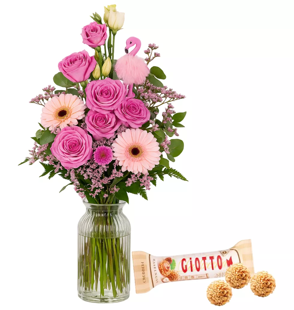 Sweet Pink Blooms Bouquet & Treats