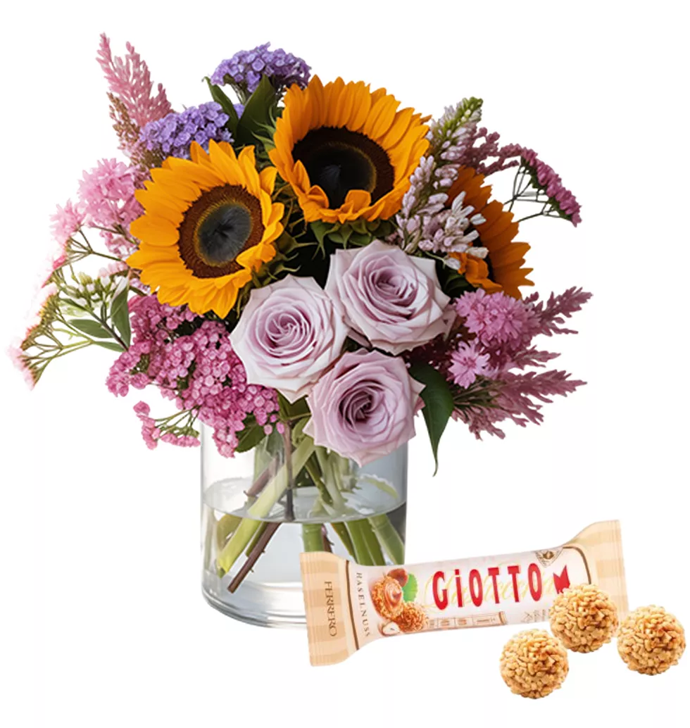 Vibrant Flowers with Sweet Chocolate