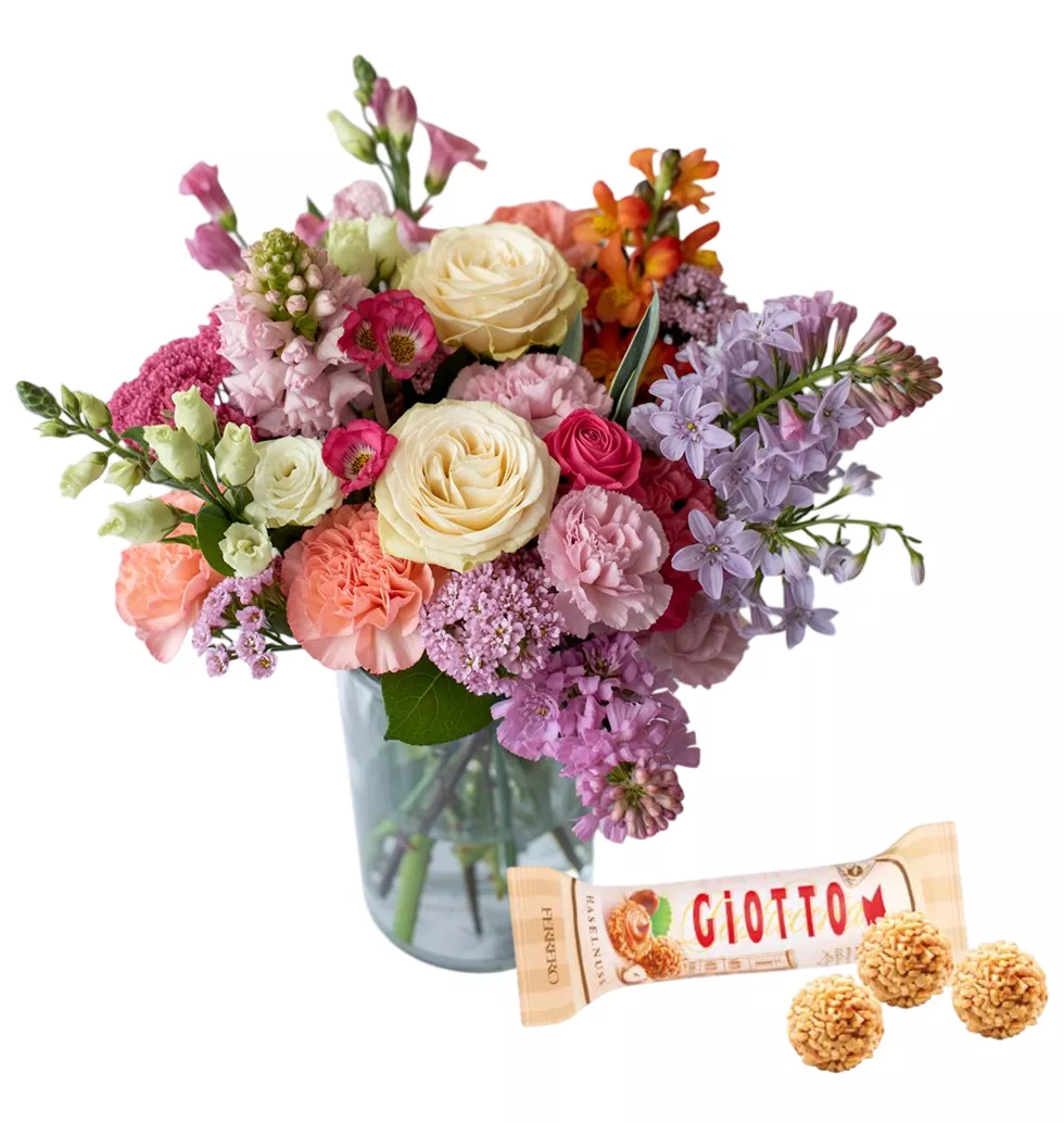 Alluring Floral Arrangement with Chocolate