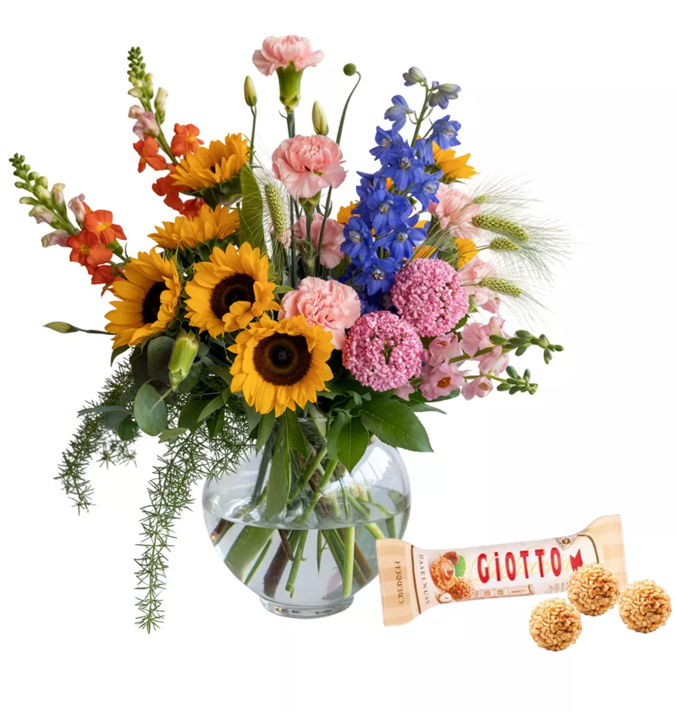Cheerful Floral Gift with Treat