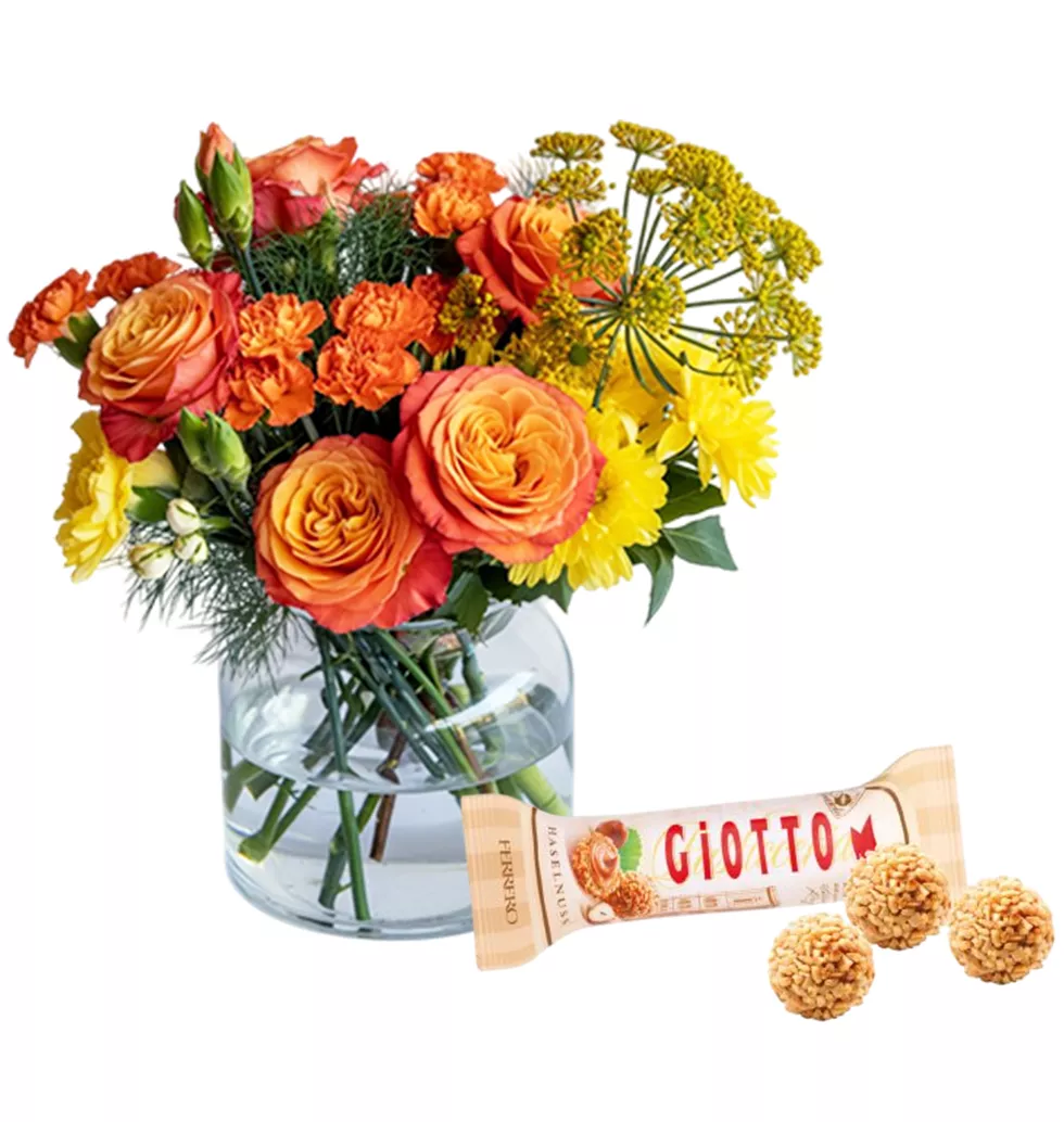 Vibrant Floral Gift with Treat
