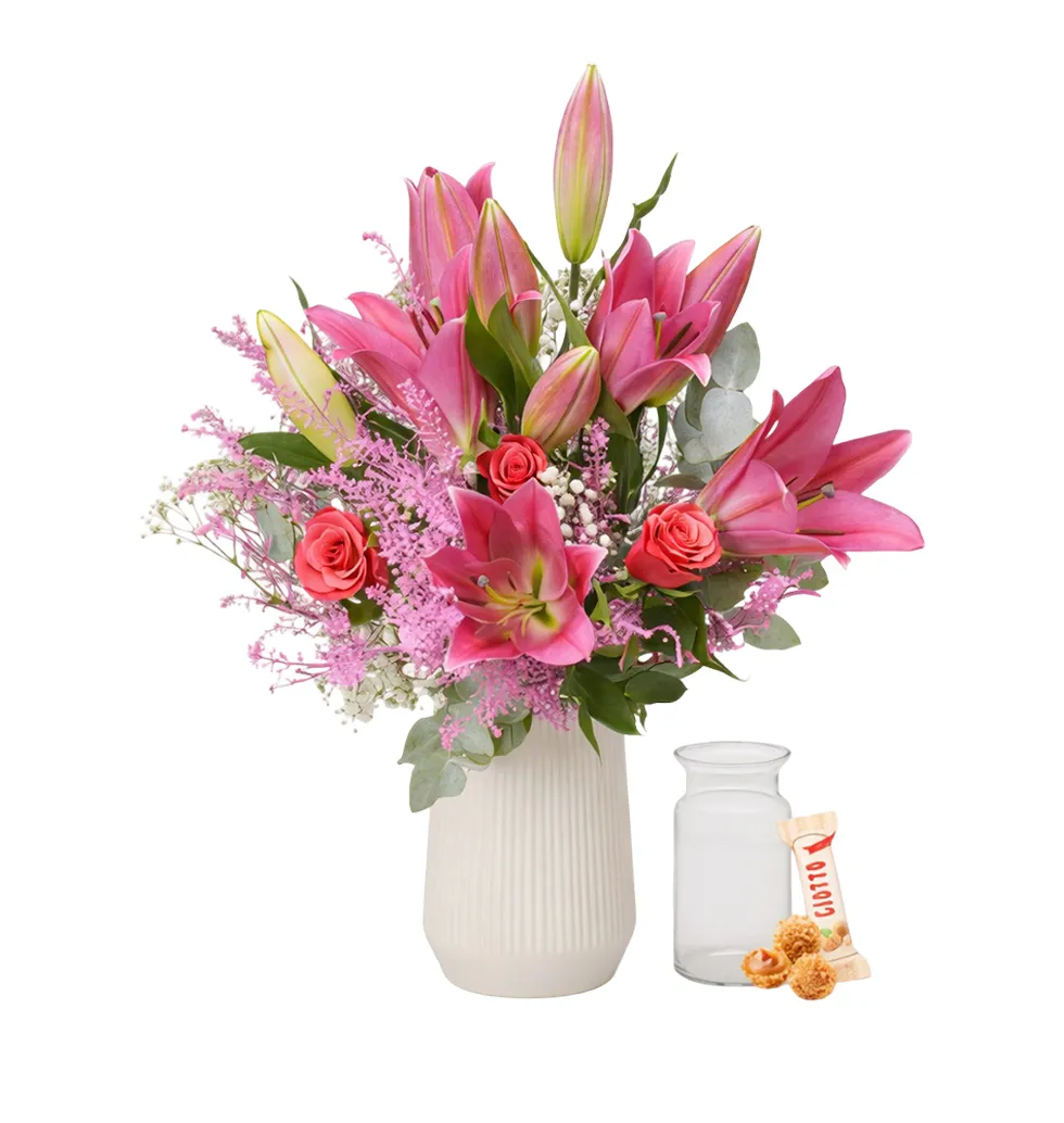 Sweet Pink Flower Arrangement Package